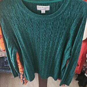 Kim Rogers Teal Cable Knit Sweater